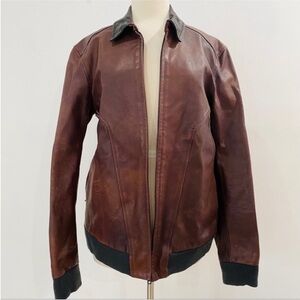 Helmut Lang men's burgundy leather jacket EUC